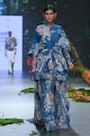 Buy_Varun Bahl_Blue Milky Organza Printed Floral Dress High And Bodysuit Set  _at_Aza_Fashions