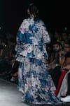 Shop_Varun Bahl_Blue Milky Organza Printed Floral Dress High And Bodysuit Set  _at_Aza_Fashions