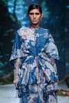 Buy_Varun Bahl_Blue Milky Organza Printed Floral Dress High And Bodysuit Set  _Online_at_Aza_Fashions