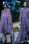Varun Bahl_Purple Lurex Printed And Embroidered Bloom Asymmetric Cape Set _at_Aza_Fashions