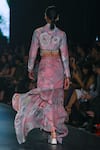 Shop_Varun Bahl_Pink Printed And Embroidered Blossom Jacket Band Draped Skirt Set  _at_Aza_Fashions