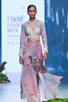 Buy_Varun Bahl_Pink Printed And Embroidered Blossom Jacket Band Draped Skirt Set  _Online_at_Aza_Fashions