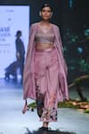 Varun Bahl_Pink Velvet Printed And Embroidered Blossom Jacket Trouser Set  _Online_at_Aza_Fashions