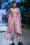 Shop_Varun Bahl_Pink Velvet Printed And Embroidered Blossom Jacket Trouser Set  _Online_at_Aza_Fashions