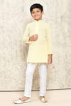 Petite Pomme_Yellow Cotton Embroidery Floral Vine Chikankari Kurta _Online_at_Aza_Fashions