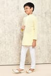Shop_Petite Pomme_Yellow Cotton Embroidery Floral Vine Chikankari Kurta _Online_at_Aza_Fashions
