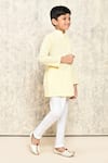 Petite Pomme_Yellow Cotton Embroidery Floral Vine Chikankari Kurta _at_Aza_Fashions