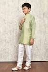 Shop_Petite Pomme_Green Cotton, Silk Plain Kurta _Online_at_Aza_Fashions