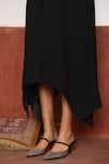 Shorshe Clothing_Black Dress Raw Silk Woven Floral Asymmetric With Banarasi Brocade Jacket _Online_at_Aza_Fashions