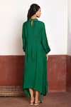 Shorshe Clothing_Green Dress Raw Silk Woven Floral Dress Band Asymmetric With Banarasi Jacket _Online_at_Aza_Fashions