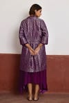 Shop_Shorshe Clothing_Purple Dress Raw Silk Woven Floral Dress Band Asymmetric With Jacket _at_Aza_Fashions