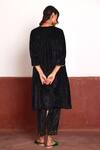 Shop_Shorshe Clothing_Black Velvet Lace, Zari V-neck Embroidered Gathered Kurta And Salwar _at_Aza_Fashions