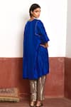 Shop Shorshe Clothing Blue Silk, Tissue V-neck Pure Jhabla Kurta And Pant Set at Aza Fashions Shop_Shorshe Clothing_Blue Silk, Tissue V-neck Pure Jhabla Kurta And Pant Set _at_Aza_Fashions