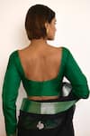 Shop_Shorshe Clothing_Green Pure Silk Hand Embroidered Floral Scoop U Cuff Blouse _at_Aza_Fashions