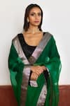 Buy_Shorshe Clothing_Green Silk Organza Hand Embroidered And Woven Sequin Thread & Saree _Online_at_Aza_Fashions