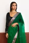 Shop_Shorshe Clothing_Green Silk Organza Hand Embroidered And Woven Sequin Thread & Saree _Online_at_Aza_Fashions