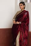 Shorshe Clothing_Red Tissue Hand Embroidered Patch Work Color Block Saree _at_Aza_Fashions