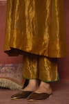 Buy_Shorshe Clothing_Gold Handloom Tissue Plain V Neck Metallic Anarkali And Pant Set _Online_at_Aza_Fashions