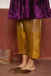 Shorshe Clothing_Purple Velvet Hand Embroidered Zardozi Work V Neck Yoke Anarkali And Pant Set _Online_at_Aza_Fashions