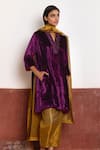 Buy_Shorshe Clothing_Purple Velvet Hand Embroidered Zardozi Work V Neck Yoke Anarkali And Pant Set 