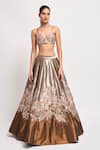 Shop_Aisha Rao_Gold Tissue And Tulle Embellished Floral Mirage Lehenga Cape Set  _Online_at_Aza_Fashions