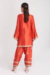 Shop_Aisha Rao_Red Chanderi Embroidery, Sequins, Beads Round Neck Pavni Kurta Pant Set _at_Aza_Fashions
