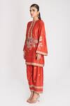 Shop_Aisha Rao_Red Chanderi Embroidery, Sequins, Beads Round Neck Pavni Kurta Pant Set _Online_at_Aza_Fashions