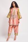 Buy_Aisha Rao_Peach Tissue Sequins, Beads, Embroidery Round Persica Embellished Kurta Pant Set _at_Aza_Fashions