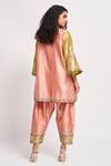 Shop_Aisha Rao_Peach Tissue Sequins, Beads, Embroidery Round Persica Embellished Kurta Pant Set _at_Aza_Fashions