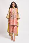 Shop_Aisha Rao_Peach Tissue Sequins, Beads, Embroidery Round Persica Embellished Kurta Pant Set _Online_at_Aza_Fashions