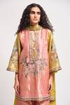 Aisha Rao_Peach Tissue Sequins, Beads, Embroidery Round Persica Embellished Kurta Pant Set _at_Aza_Fashions