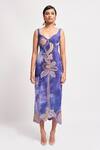 Buy_Aisha Rao_Purple Velvet Embellished Floral Sweetheart Neck Synergy Dress _at_Aza_Fashions