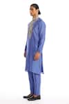 Buy_Aisha Rao_Blue Silk Sequins Flame Yoke Embellished Kurta And Pant Set _Online_at_Aza_Fashions