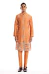 Buy_Aisha Rao_Orange Silk Embroidered Sequins Oasis Kurta And Pant Set  _at_Aza_Fashions