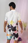 Shop_Sanjana reddy Designs_White Satin Silk Print Wildflower Bloom Nectar Blossom Shorts _at_Aza_Fashions