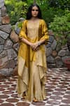 Buy_Deep Thee_Yellow Silk Embroidery Floral Round Yoke Kurta Sharara Set _at_Aza_Fashions