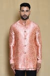 Buy_Aryavir Malhotra_Pink Silk Woven Ornate Swirl Bandhgala Kurta Set _Online_at_Aza_Fashions