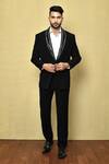 Buy_Aryavir Malhotra_Black Italian Fabric Overlined Shawl Lapel Collar Tuxedo _at_Aza_Fashions