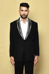 Aryavir Malhotra_Black Italian Fabric Overlined Shawl Lapel Collar Tuxedo _Online_at_Aza_Fashions