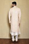 Shop_Arihant Rai Sinha_Peach Silk Embroidery Rosa Fleur Woven Sherwani Set _at_Aza_Fashions