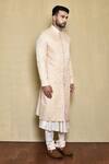 Buy_Arihant Rai Sinha_Peach Silk Embroidery Rosa Fleur Woven Sherwani Set 