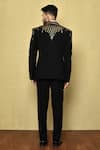 Shop_Aryavir Malhotra_Black Polynosic Embellished Stripe Tuxedo _at_Aza_Fashions