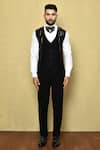 Aryavir Malhotra_Black Polynosic Embellished Stripe Tuxedo _Online_at_Aza_Fashions