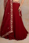 house of mithi kalra_Red Georgette Embroidered Resham V Neck Gota Blouse Lehenga Set _at_Aza_Fashions