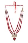 Cosa Nostraa_Red Embellished Fortune Elephant Carved Pendant Mala _Online_at_Aza_Fashions