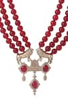 Shop_Cosa Nostraa_Red Embellished Rouge Lion Mala _Online_at_Aza_Fashions