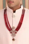 Cosa Nostraa_Red Embellished Pride Of Kings Mala _Online_at_Aza_Fashions