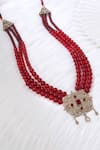 Shop_Cosa Nostraa_Red Embellished Power Of Prince Layered Mala _at_Aza_Fashions