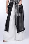 Buy_DIKSHA KHANNA_Black Silk Cotton Solid Trench Coat Lapel Collar Pant Set _Online_at_Aza_Fashions