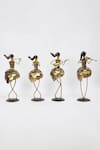 Cocovey Homes_Gold Aluminium Metal Lady Musician Figurine Set Of 4_at_Aza_Fashions